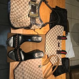 Gucci bundle deal, 3 Gucci bags and Gucci heels.